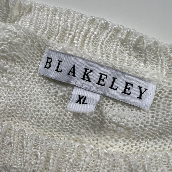 Blakeley Lightweight Loose Knit Sweater With Pink Hearts Distressed Hemline XL - Picture 5 of 10